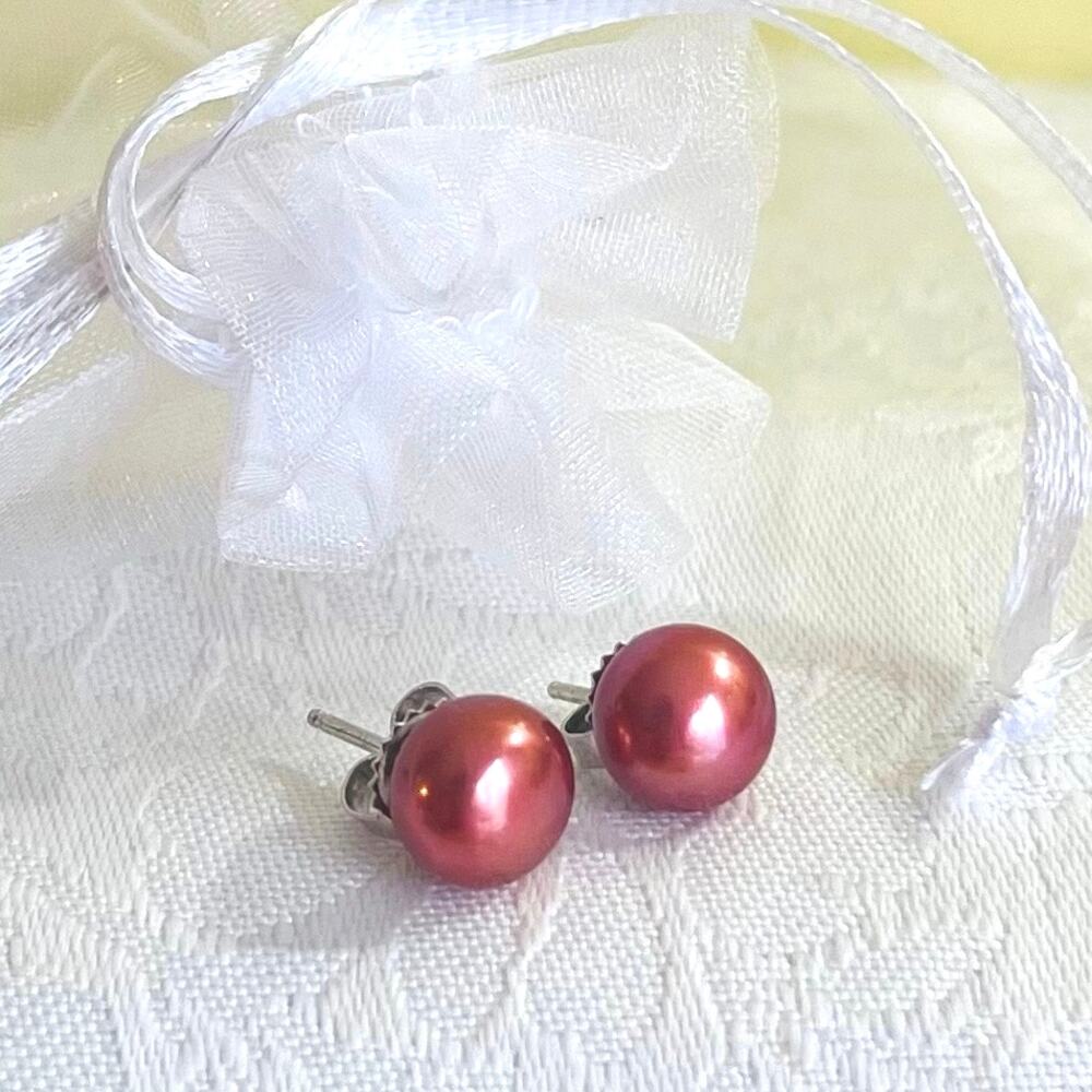 HONORA Pearl Stud Sterling Silver Earrings Cultured Freshwater Classic